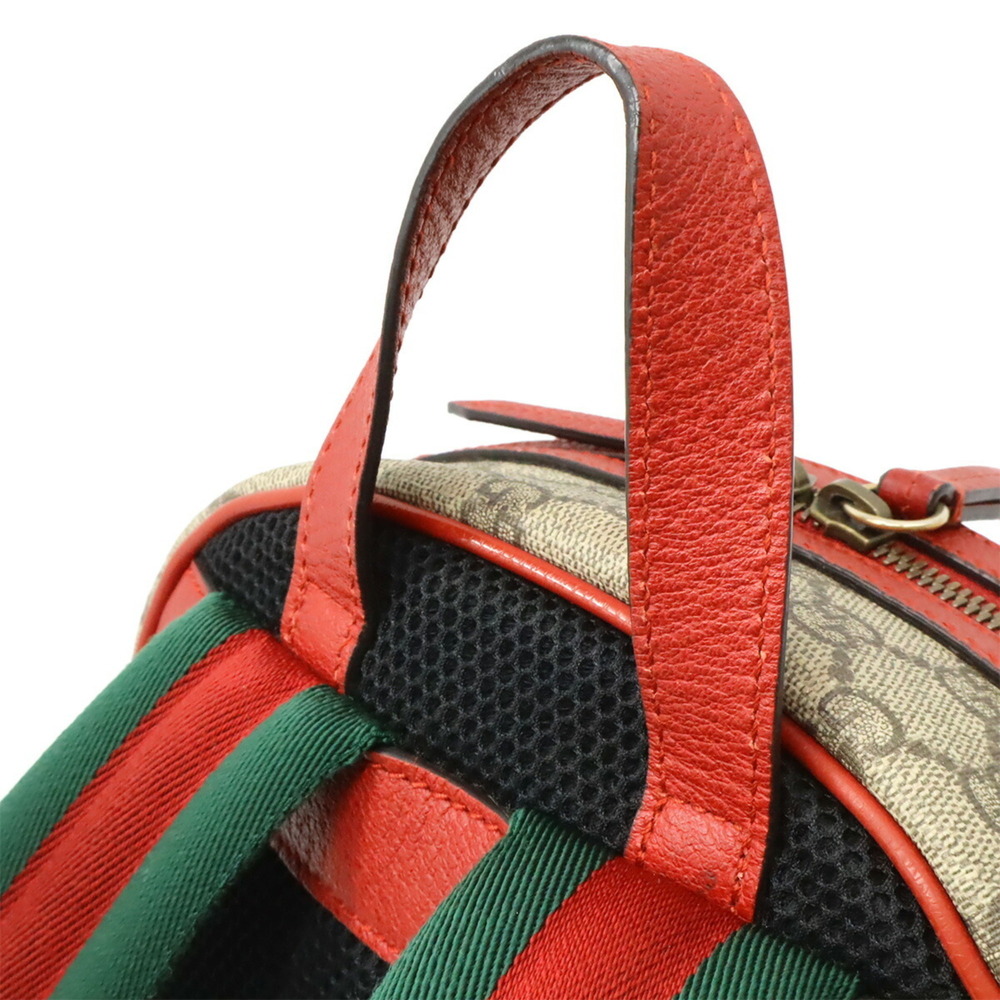 GUCCI GG Supreme BOSCO appliqué dog backpack, leather, beige/red, 495621 - Picture 5 of 10
